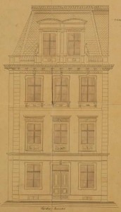 Projekt elewacji bocznej (wsch.), 1874 r.